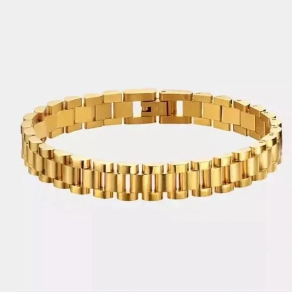 NEW HIPHOP 18K GOLD BANGLE BRACELET - Picture 3 of 6
